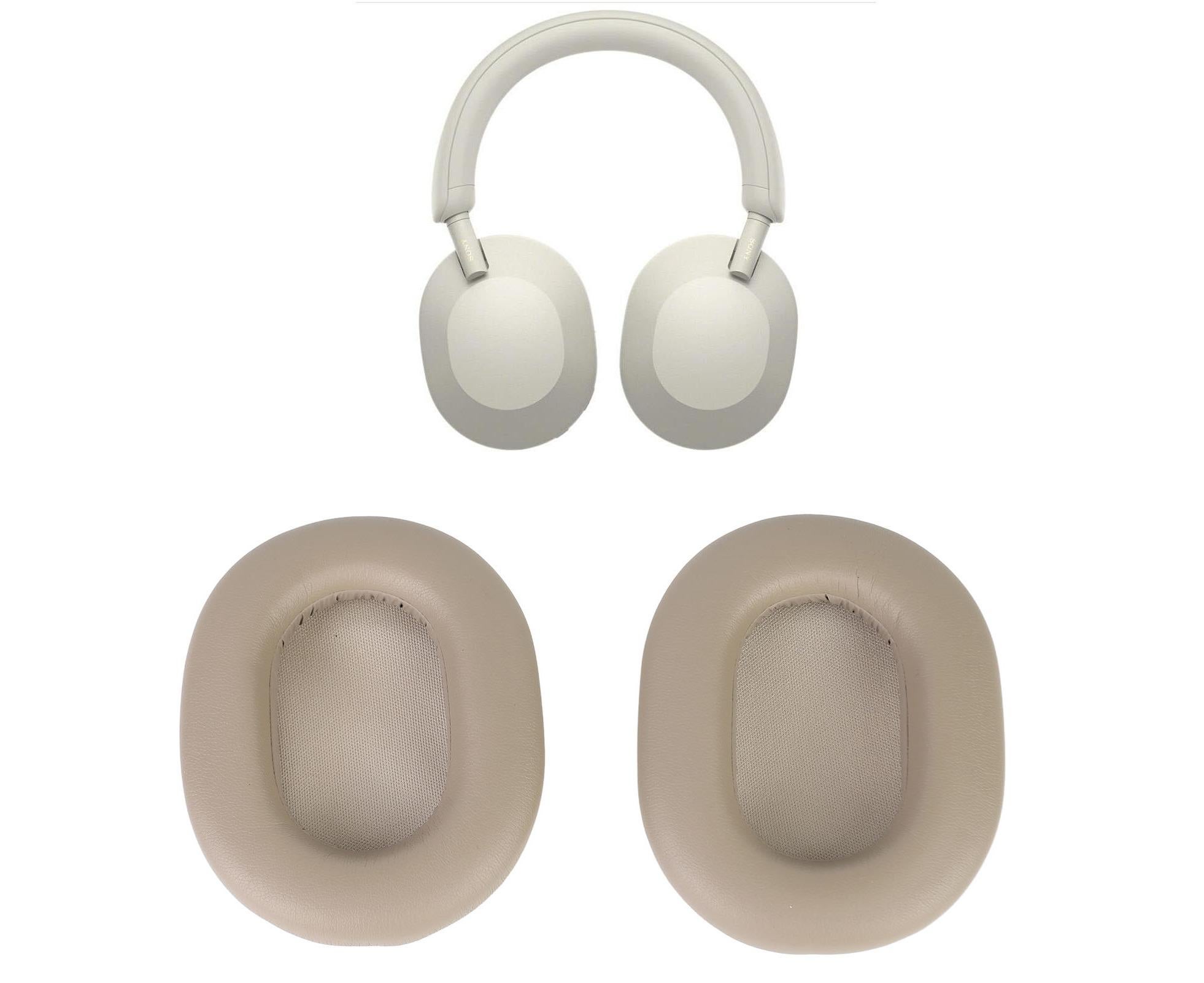 Headphone Ear Pads Protein Leather Noise Insulation Memory Foam Sponge Cushions for WH 1000XM5 Wireless Headset Platinum Silver — image 6