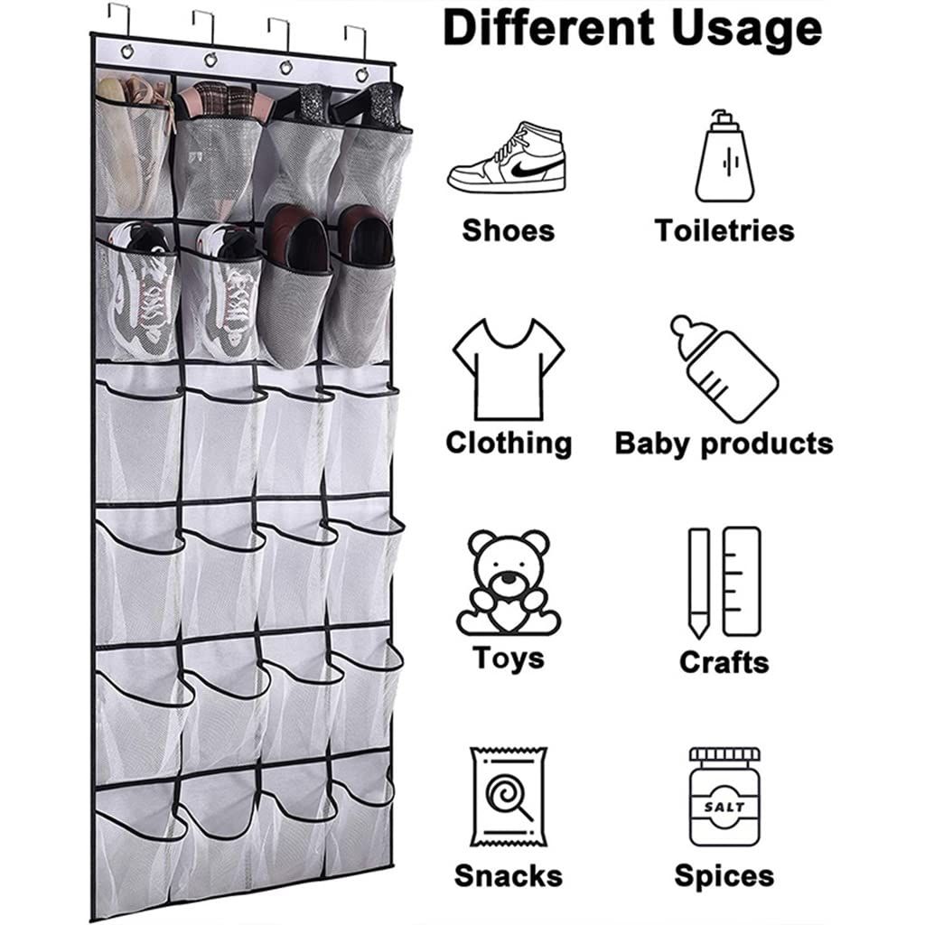 Large Mesh Pockets Over The Door Shoe Rack, Hanging Shoe Organizer for Closet Hanging Shoe Rack Holder Hanger — image 2