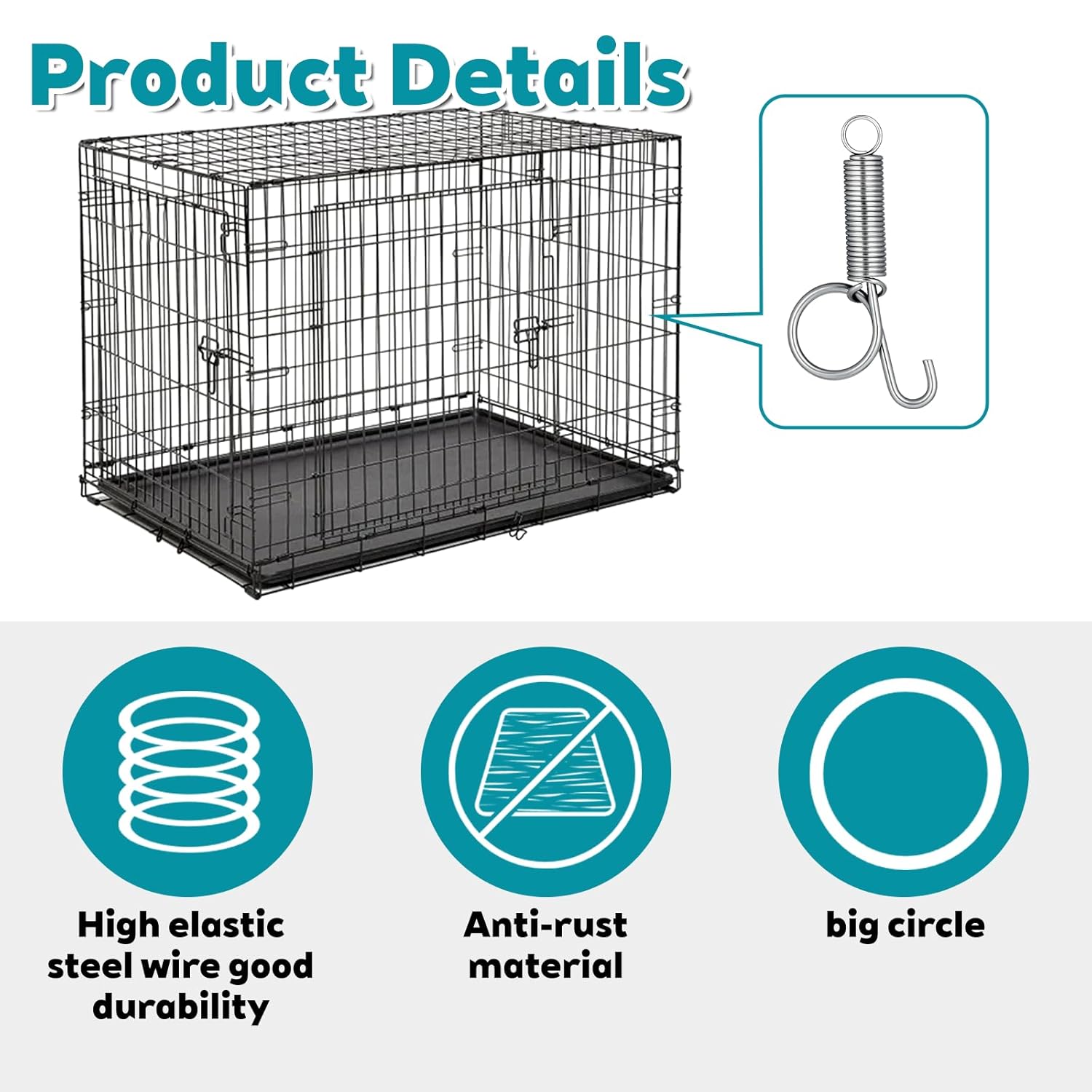 10 Pack Spring Cage Latch Door Spring Hook, Pet Door Latch Metal Finger Pet Cage Lock Wire Clips Rabbit Cages Accessories for Rabbit, Dog, Cat, Parrot, Guinea โ image 3