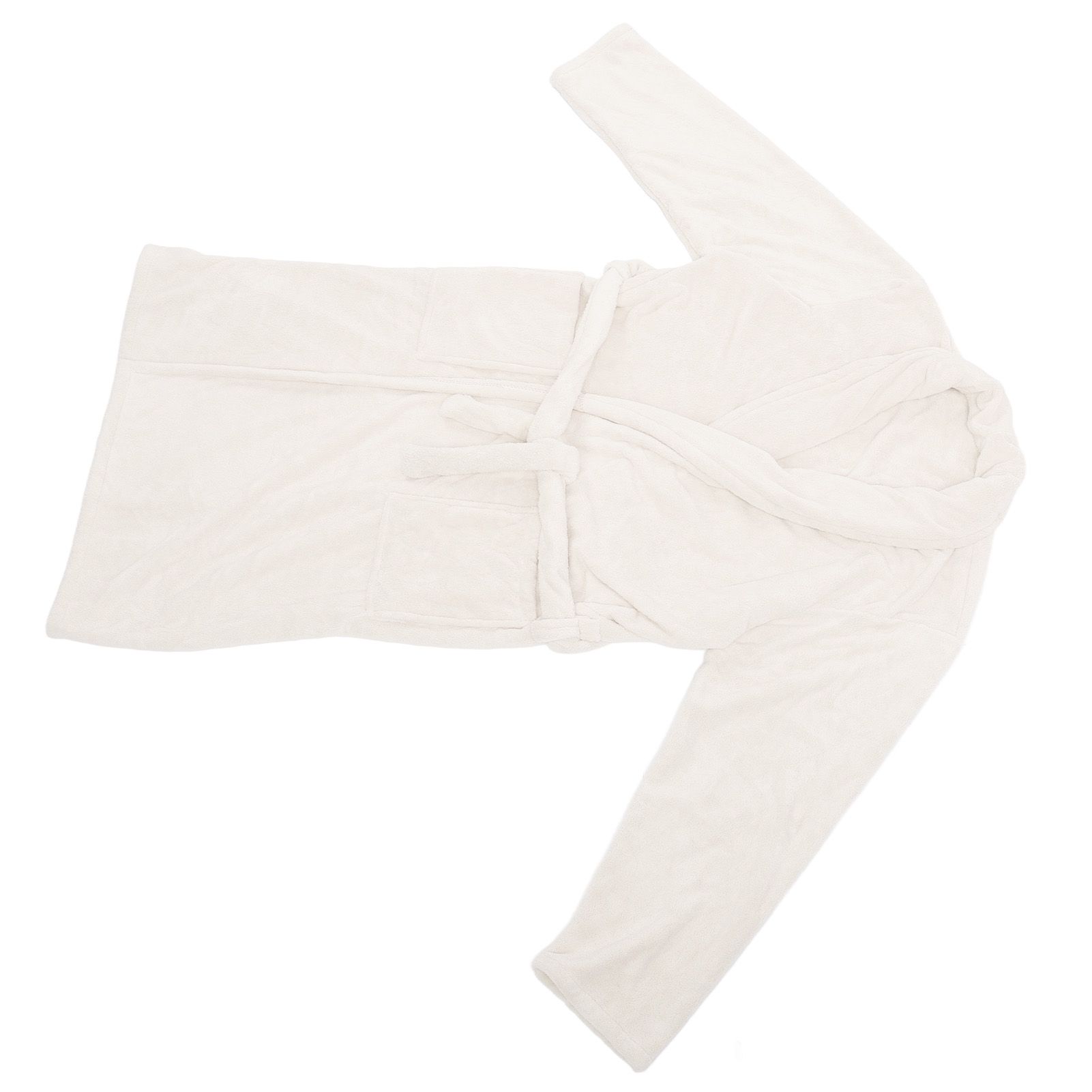 Bathrobe Coral Velvet Thicken Soft Water Absorbent Warm Belt Design Couple Bathrobe for Home Hotel Milky White — image 5