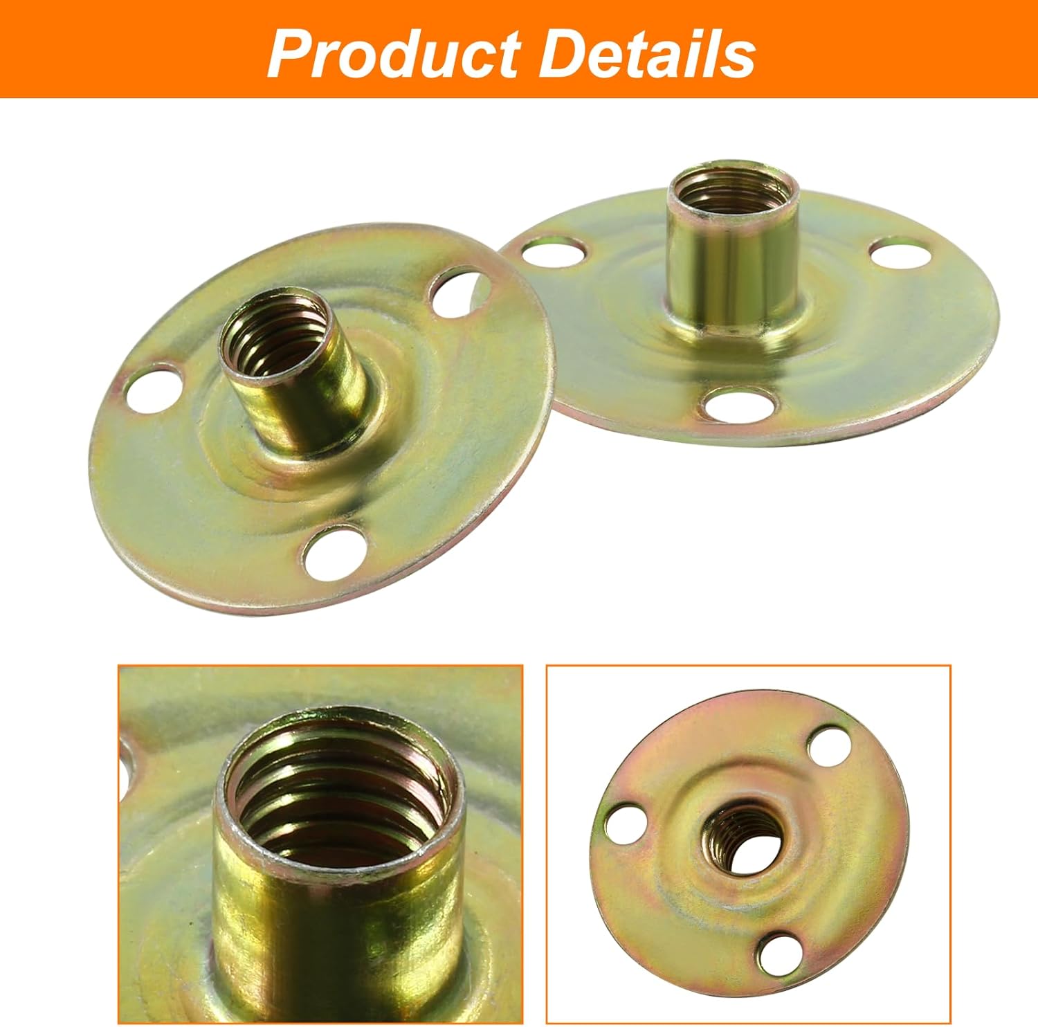 Biaungdo Furniture Leg Mounting Plates, 4 Sets 5/16 Attachment Plates with Hanger Bolts Screws for Furniture Sofa Cabinet Chair Couch Seats Strengthen Weak — image 3