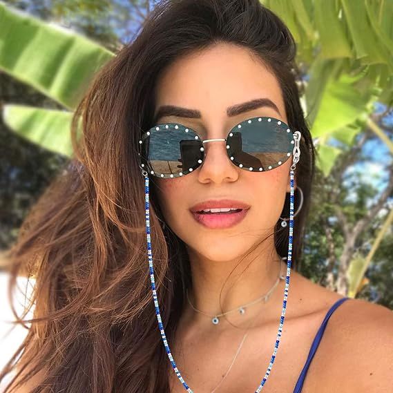 4Pcs Beaded Eyeglass Chains for Women & Girls, Sunglass Holder Strap Around Neck, Acrylic Glasses Hanger Keeper — image 4