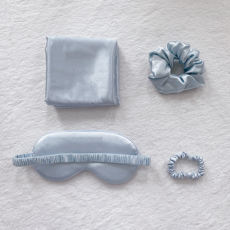 Purple Luxury Faux Silk Sleep Gift Set - 4-Piece Eye Mask, Pillowcase & Scrunchies for Relaxation & Comfort โ image 2