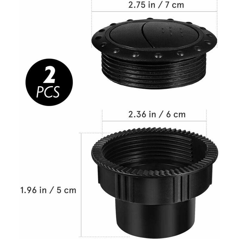 60Mm Car Interior Heater Vent Cover DAshboard Air Vent Deflector Side ROof Air Black Vent Outlet ROund Louvered DAsh — image 2