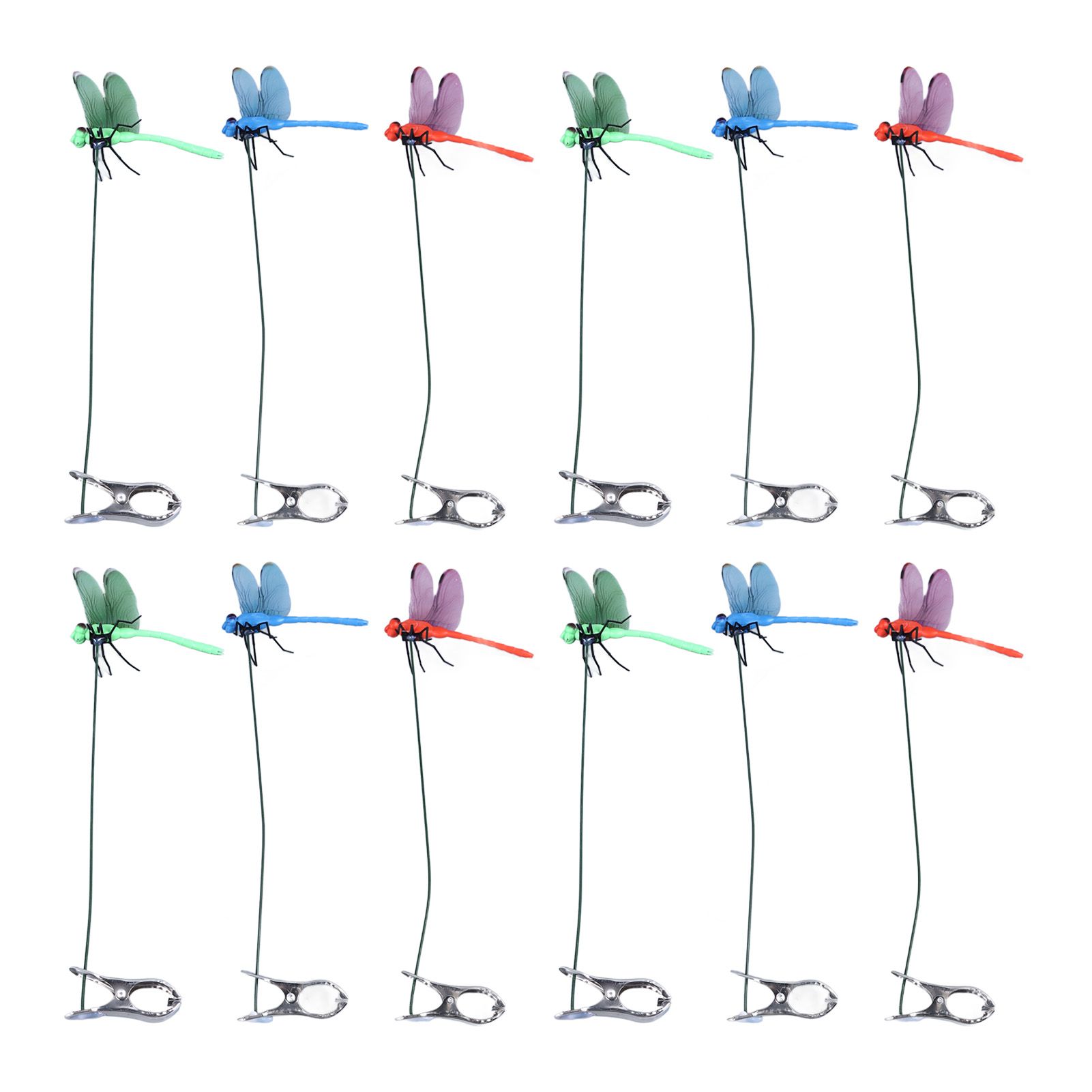Dragonfly Clip Fake Dragonfly Pole Clips Natural Organic Concept 3D Dragonfly Garden Decor for Family Garden Potted Flowers Lawn House Statue 12Pcs