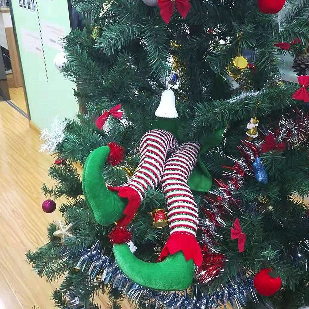 Christmas Santa Elf Legs Plush Stuffed Feet with Shoes Christmas Tree Decorative Ornament Christmas Decoration β image 5