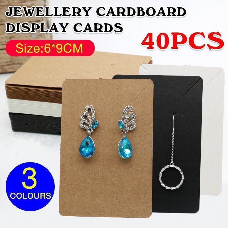 40pcs Jewellery Display Cards Necklace Earring Holder Kraft Paper 6x9cm - Yellow — image 2