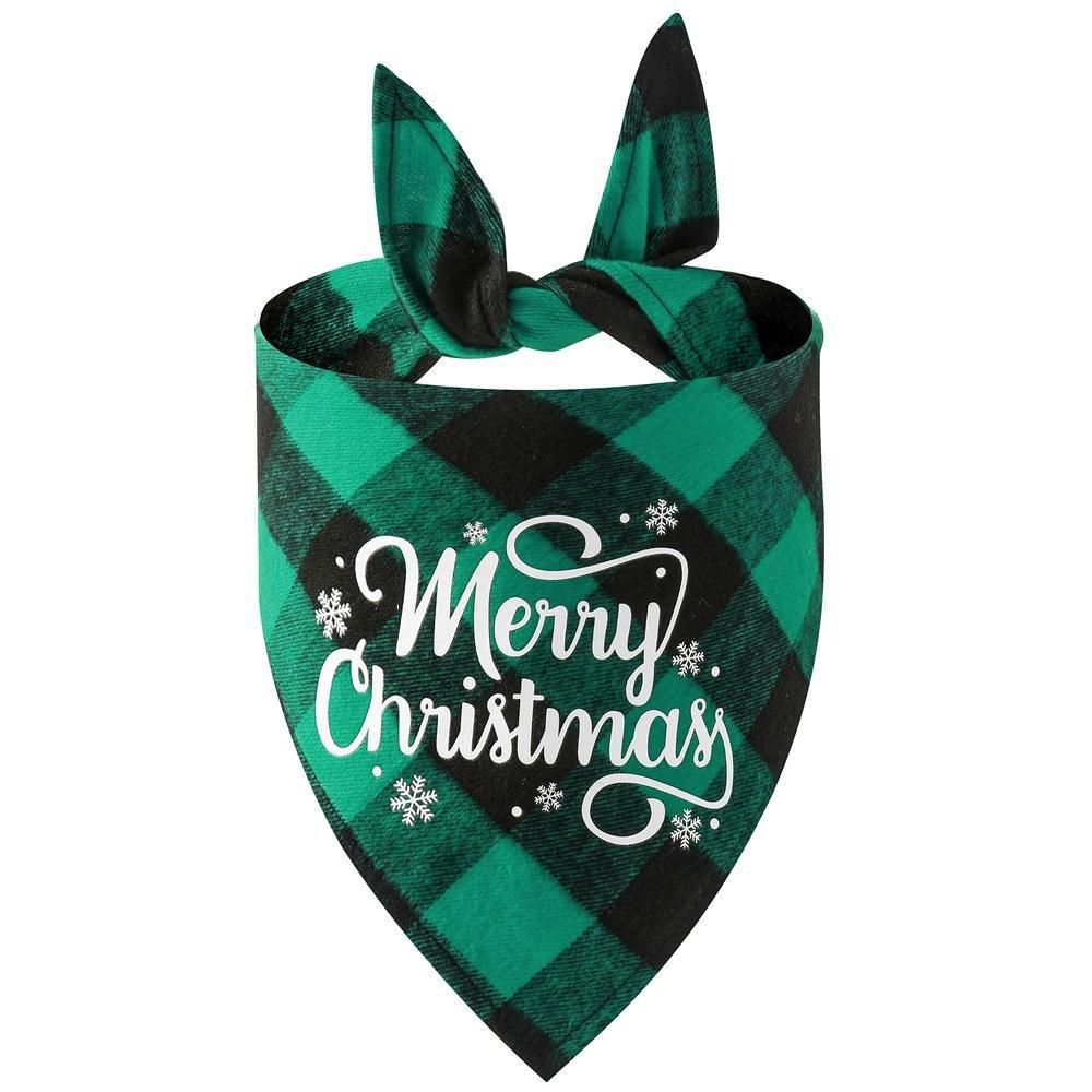 Christmas Pet Triangle Scarf Dog Bandana Pet Wearable Accessories Red Grid - Merry Christmas โ image 4