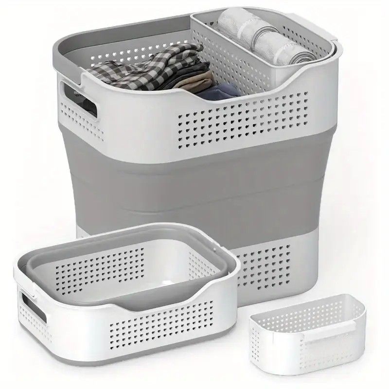 Multi-functional Folding Laundry Basket: Hassle-free Storage, One Basket for All Your Clothes Sorting.light brown — image 2