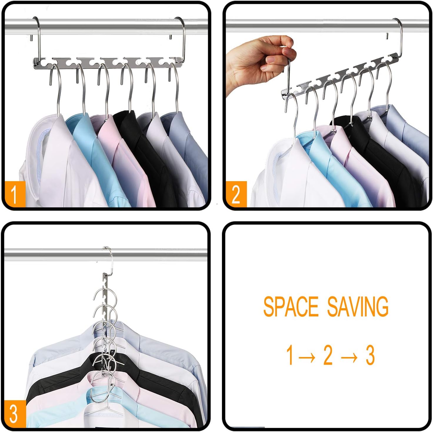 Space Saving Hangers Metal Hanger Magic Cascading Hanger Closet Clothes Organizer(4 Pack) — image 6