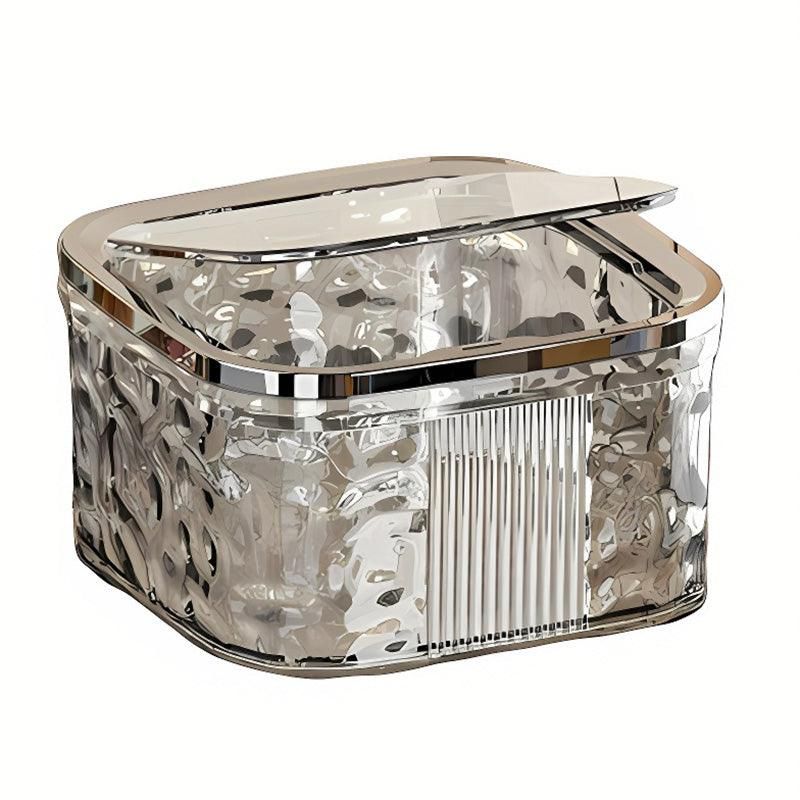 Desktop Mini Trash Can Small Waste Bin Storage Bucket for Office Kitchen Home - White-S