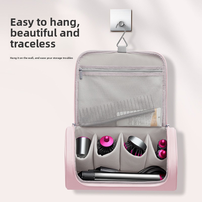 Grey Portable Hair Dryer and Curler Storage Bag Waterproof PU Leather Travel Case with Hanging Hook for Local Professionals and Modern Lifestyles โ image 2