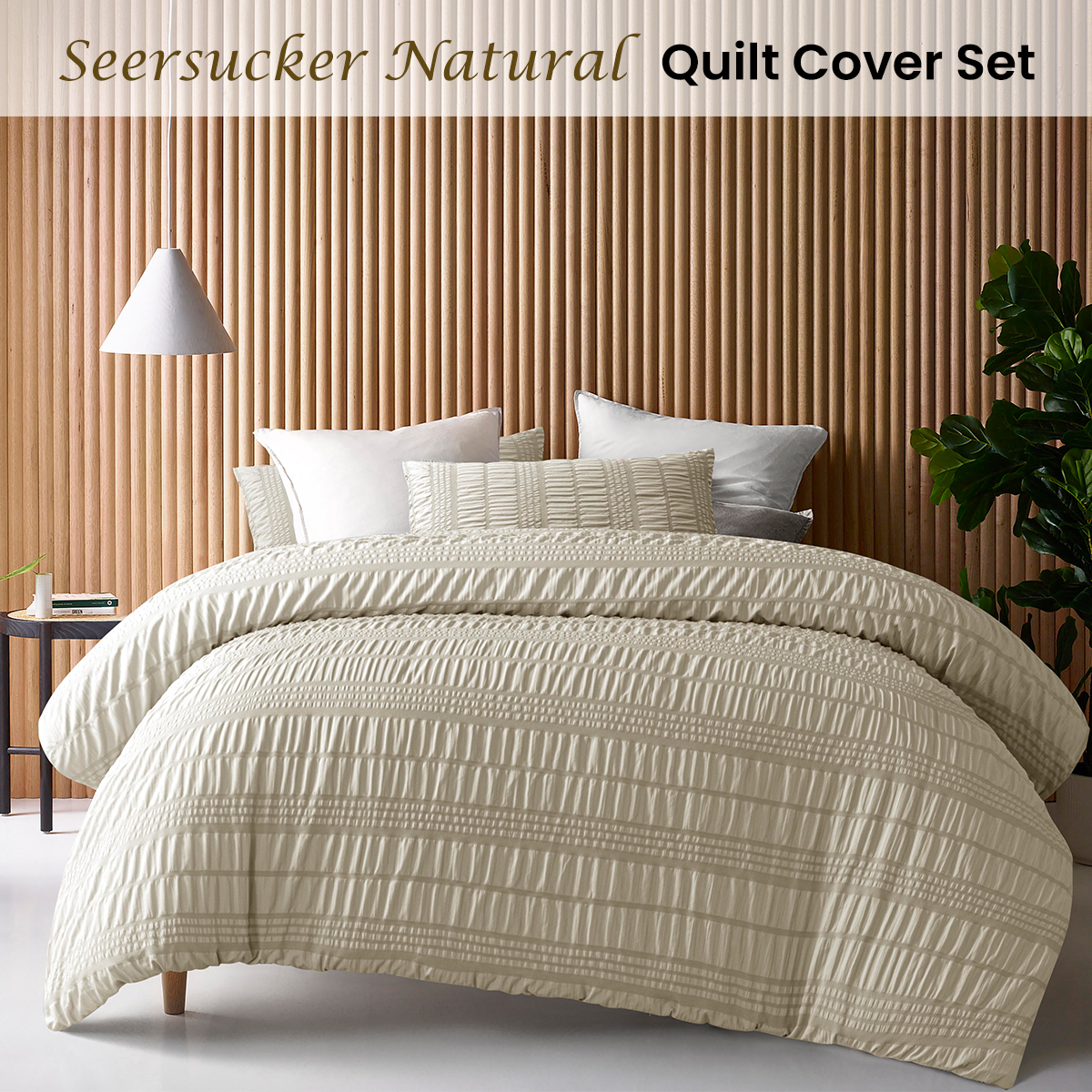 Accessorize Seersucker Natural Polyester Quilt Cover Set King — image 2