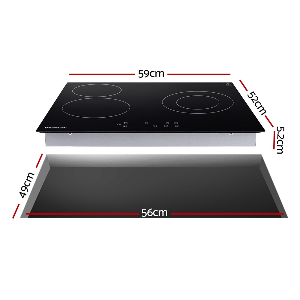 Devanti Electric Ceramic Cooktop 60cm Kitchen Cooker 4 Burner Hob Touch Control 5200W โ image 3