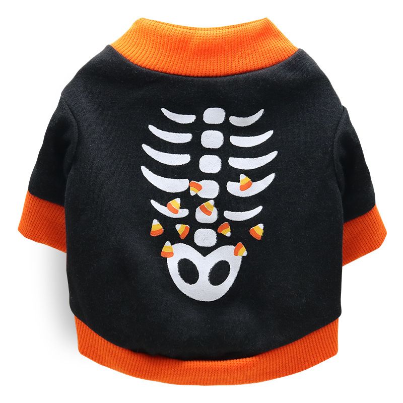 DROOLING DOG Pet Dog Cat Clothes Cotton T Shirt Black Orange edge (Fishbone) XS Size: XS; Neck (cm): 20-24; Bust (cm): 28-32; Back length (cm): 18-20