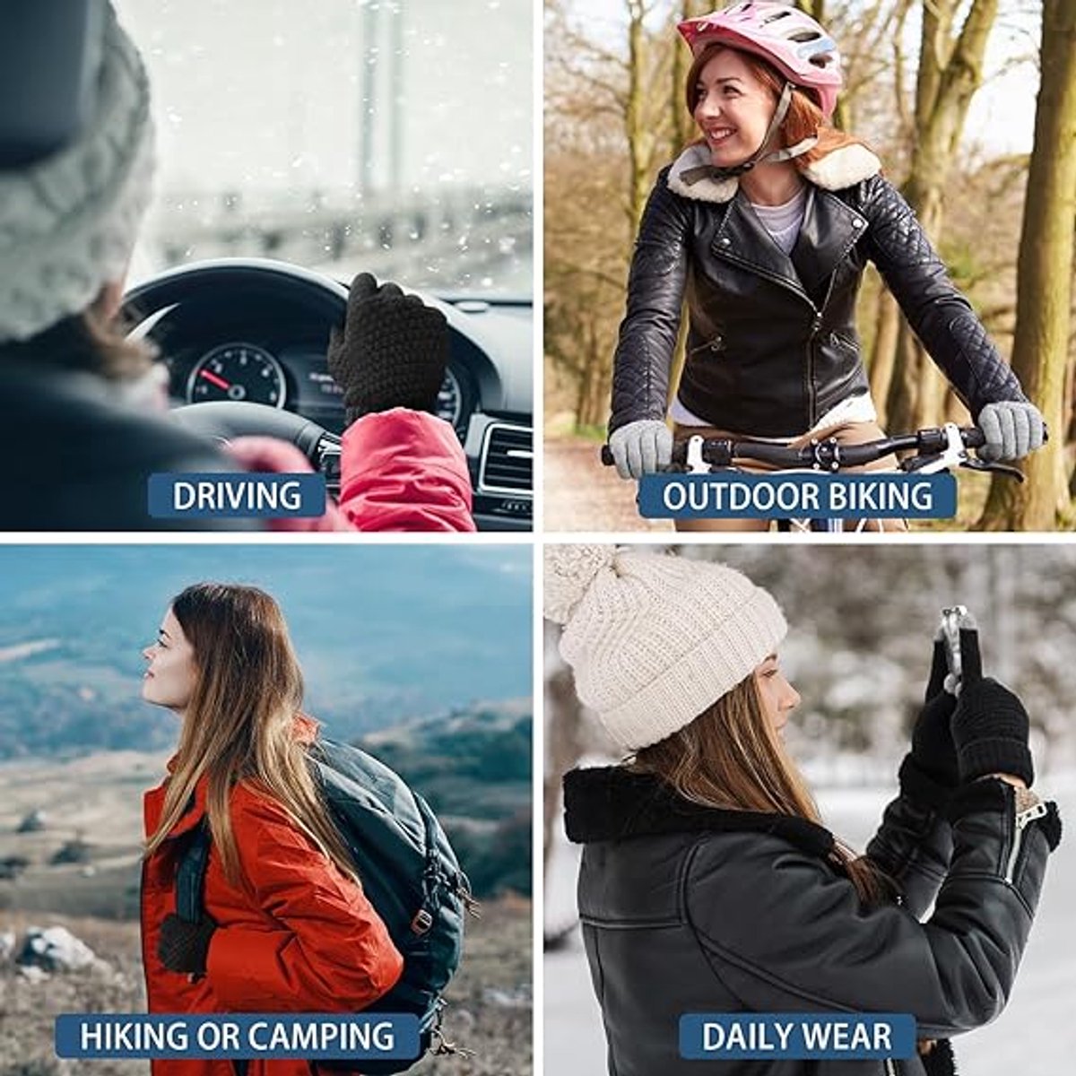 Touchscreen Winter Gloves - Women's Sports Gloves - Waterproof and Windproof - Elastic Cuff - Scooter and Bicycle (4 Pieces) — image 4