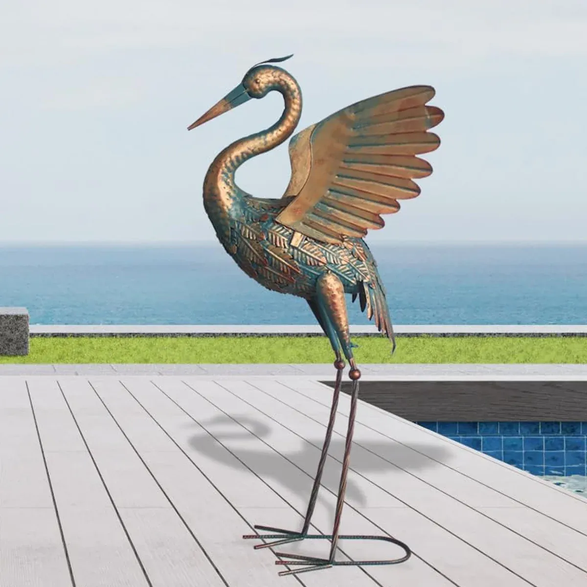 2PCS Metal Crane Statue Decoration Rustproof for Home Garden Patio Yard Ornament — image 4