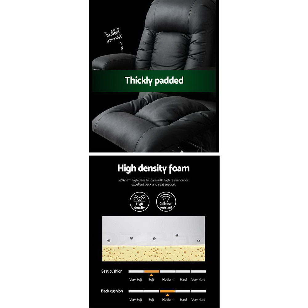 Artiss Recliner Chair Electric Heated Massage Chairs Faux Leather Cabin — image 5