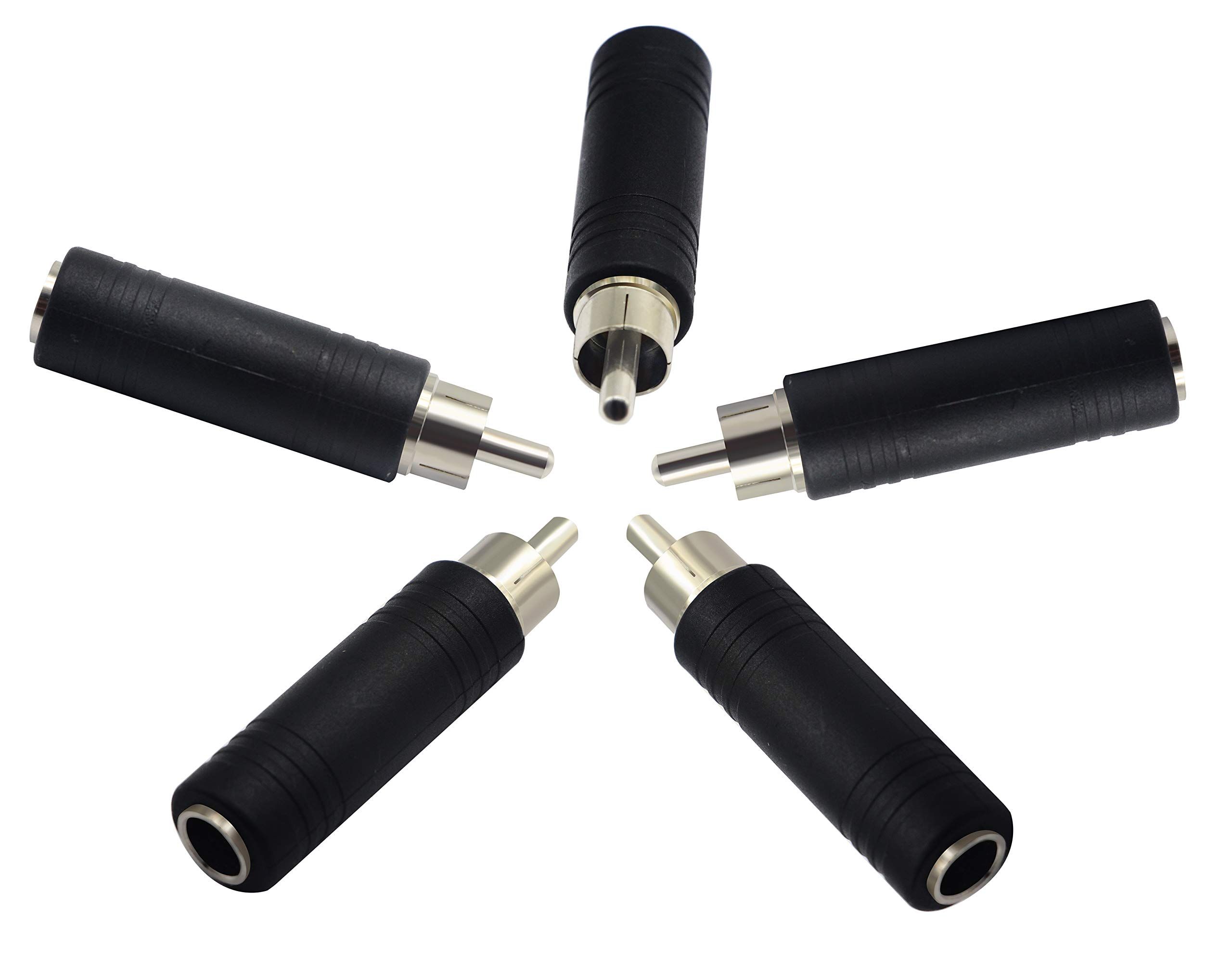 Time 6.35mm to RCA Adapter RCA Male Plug to 6.35mm 1/4 Inch Mono Female Audio Mic Plug Adapter Jack Converterr (5 Pack) — image 2