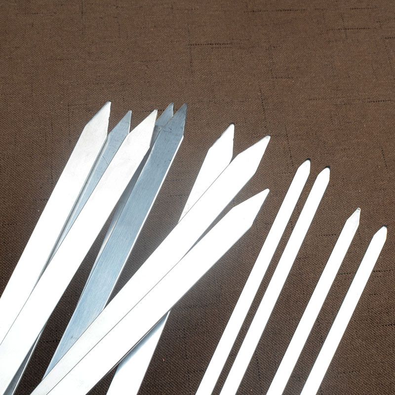 12 Pack Stainless Steel Skewers Set Grilling Skewers Meat Skewers Suitable For Home BBQs Picnics And Hotel Banquets
