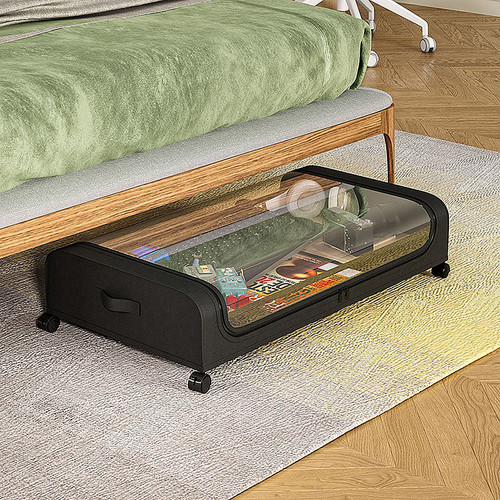 Black Square Under-Bed Storage Rack with Wheels Sturdy Easy to Move for Bedroom AU โ image 4