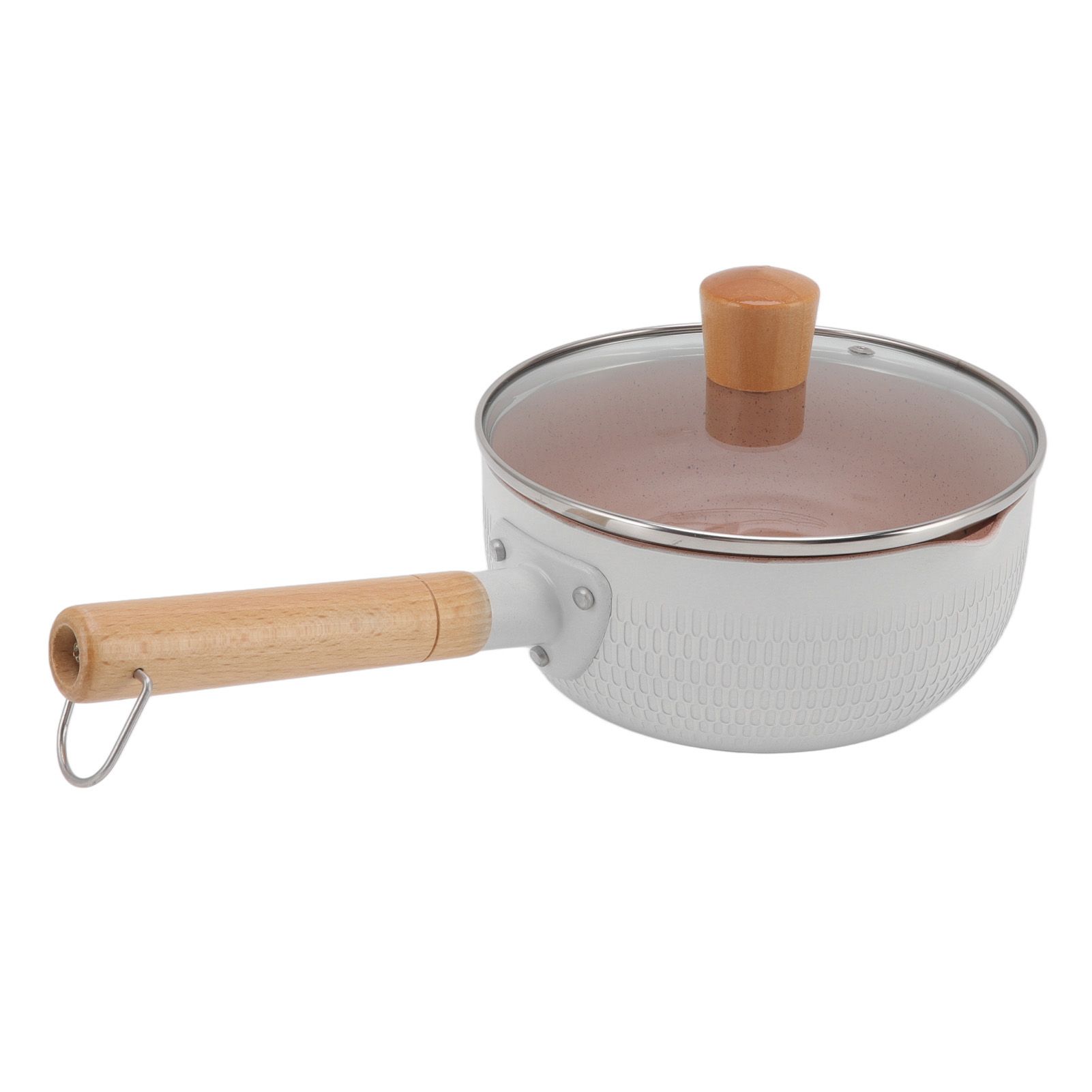 Sauce Pan Stick Proof Aluminum Alloy Multi Functional Milk Pot with Wooden Handle for Induction Gas Stove White โ image 5
