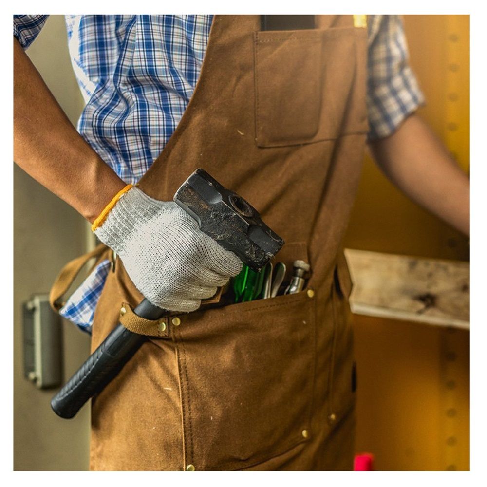 Woodworking Apron for Men Shop Apron Thick Canvas Work Apron with Tool Pockets,Carpentry Electrician Garden Work Clothes โ image 4