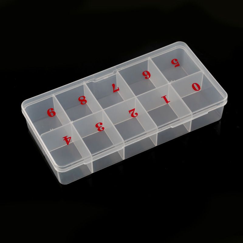 Press On Nail Storage Box, 10-Grid Acrylic Nail Tip Organizer Box, 10 Spaces Empty Clear Plastic Numeral Vitamins Pill Box — image 5