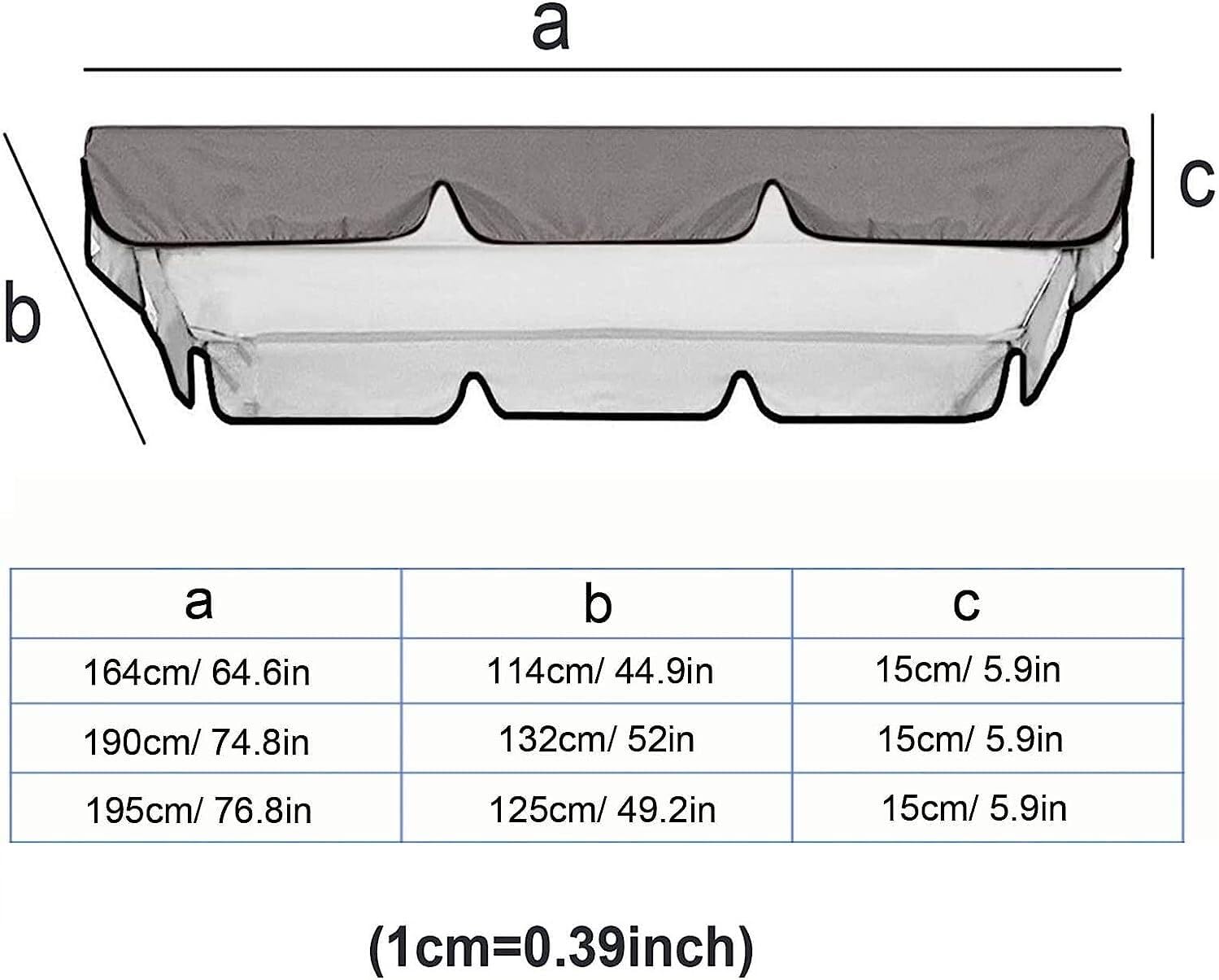 Top for Porch Patio Garden Pool Seat(Grey — image 2