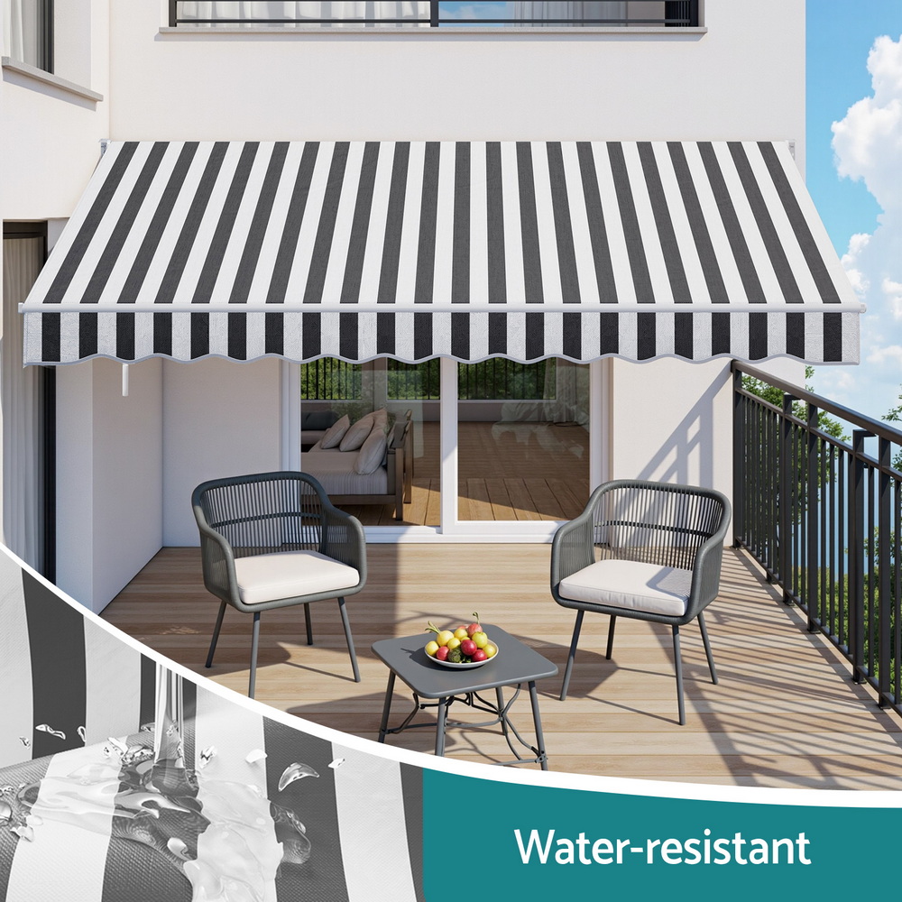 Instahut Retractable Folding Arm Awning Manual Sunshade 5Mx3M Grey White โ image 6