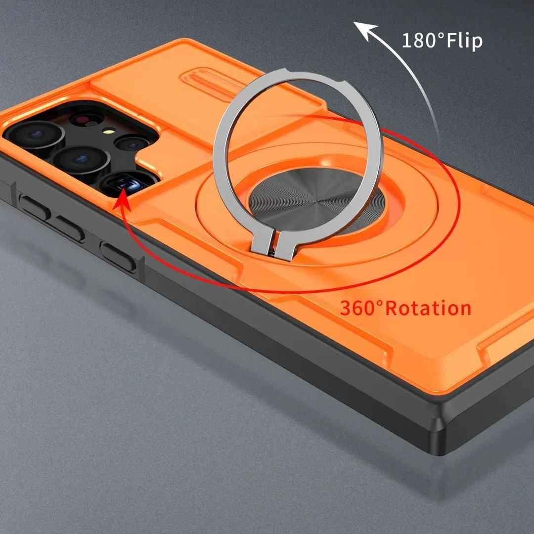 2-in-1 Magnetic Sliding Lens Case, Orange for Samsung S23Ultra — image 2