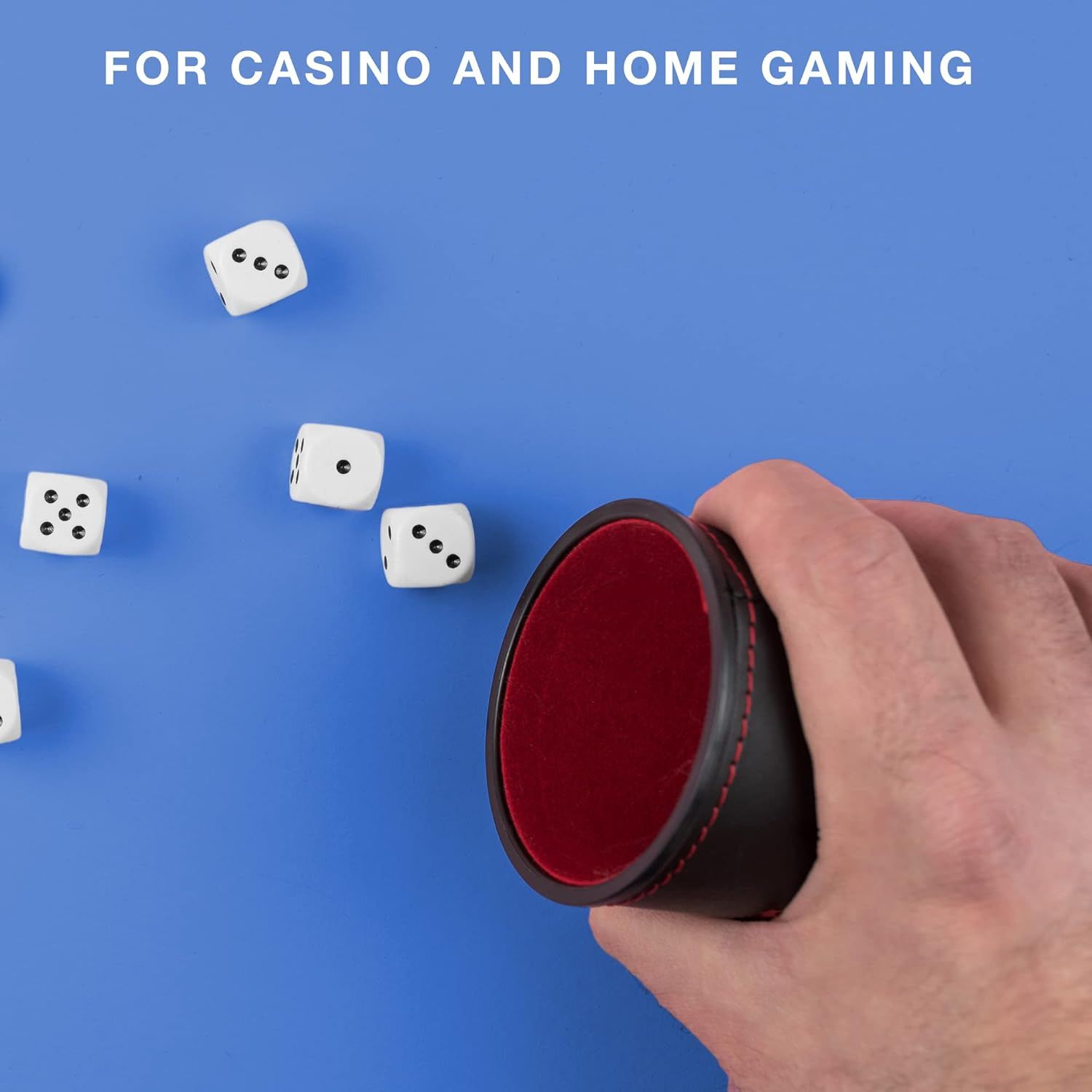 Professional Shaker Cups | Leather with Velvet Felt-Lined Interior | 5 Red Lined Cups and 25 Dice Set โ image 2