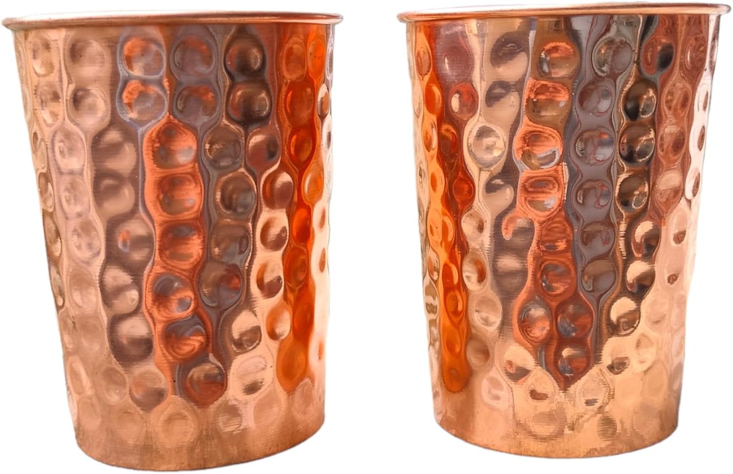 Set of 2 Hammmered Pure Copper Cups For Drinking Water Glasses Tumblers Glass for Ayurveda Health Benefits β image 5