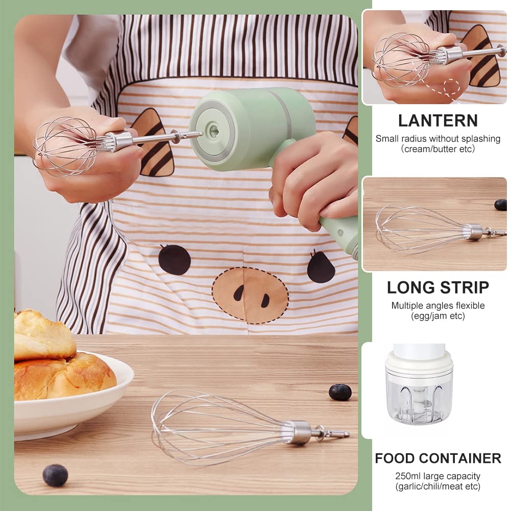 Cordless Electric Hand Mixer and Mini Food Chopper with Whisk Attachment for Eggs, Cream, Garlic and Kitchen Prep, 5.1 cm, White โ image 4