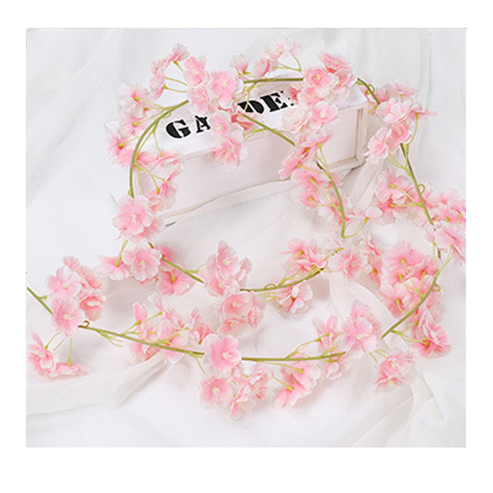 Artificial Flower Rattan Single 1.8m 135pcs Flowers Head Vivid Decorative Silk Plastic Hanging Fake Rattan for Decoration Flesh Pink — image 6