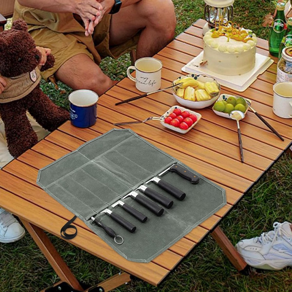 Chef Tools Protector - with 7 slots - Chef's knife roll bag - Knife bag - Waxed canvas knife bag - Cookware - knife case - knife holder - storage bag - cutlery — image 2