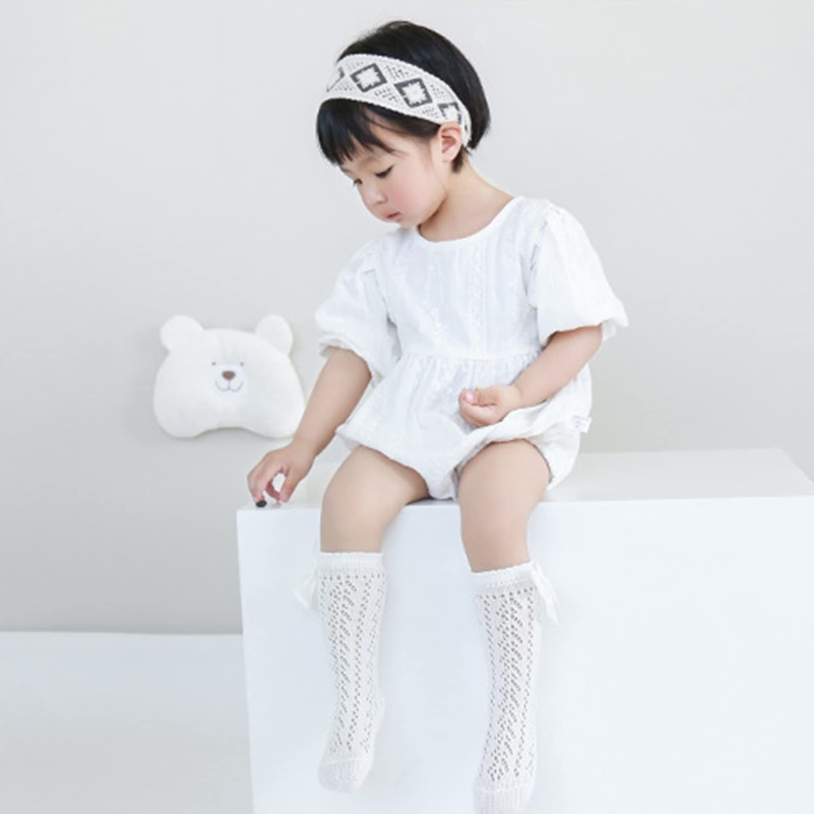 Baby Girls Knee High Socks Hollow Out Anti-skid Knitting Stockings Suitable for 0-2 Years Infants Toddlers — image 3