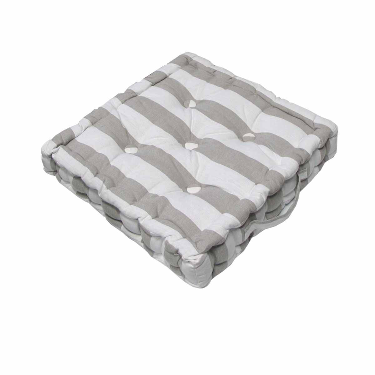 Rans Boxed Stripe Chair Cushion Pad 40 × 40 + 7 cm Grey