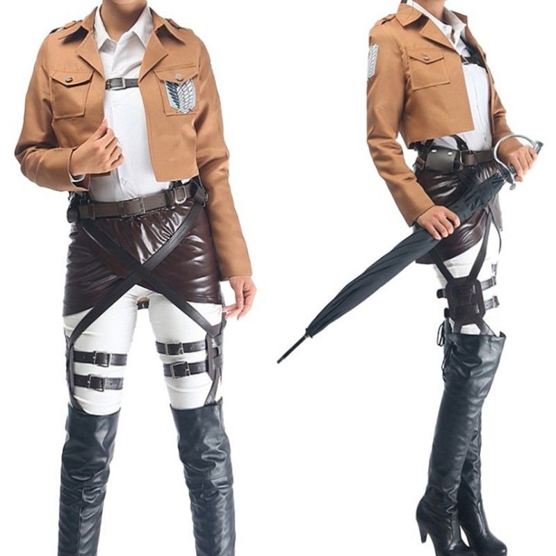 Attack on Titan Cosplay Costume Set Manjiayuan Uniform Belt group + small leather skirt Size: S; Height (cm): 155-160; Weight (kg): 45-50; Bust (cm): 82-86 — image 2