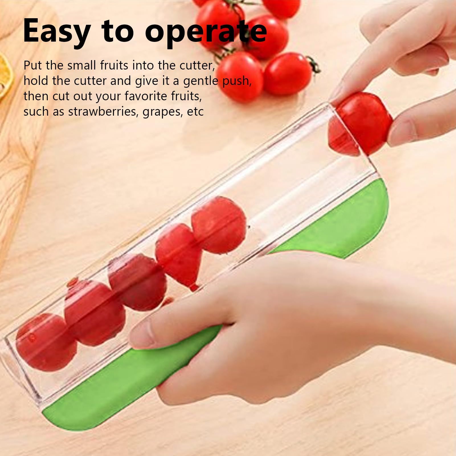 Grape Strawberry Comfort Grip Portable Food Grade Multifunction Efficient Small Kitchen Fruit For Tomato Grape (Green) — image 3