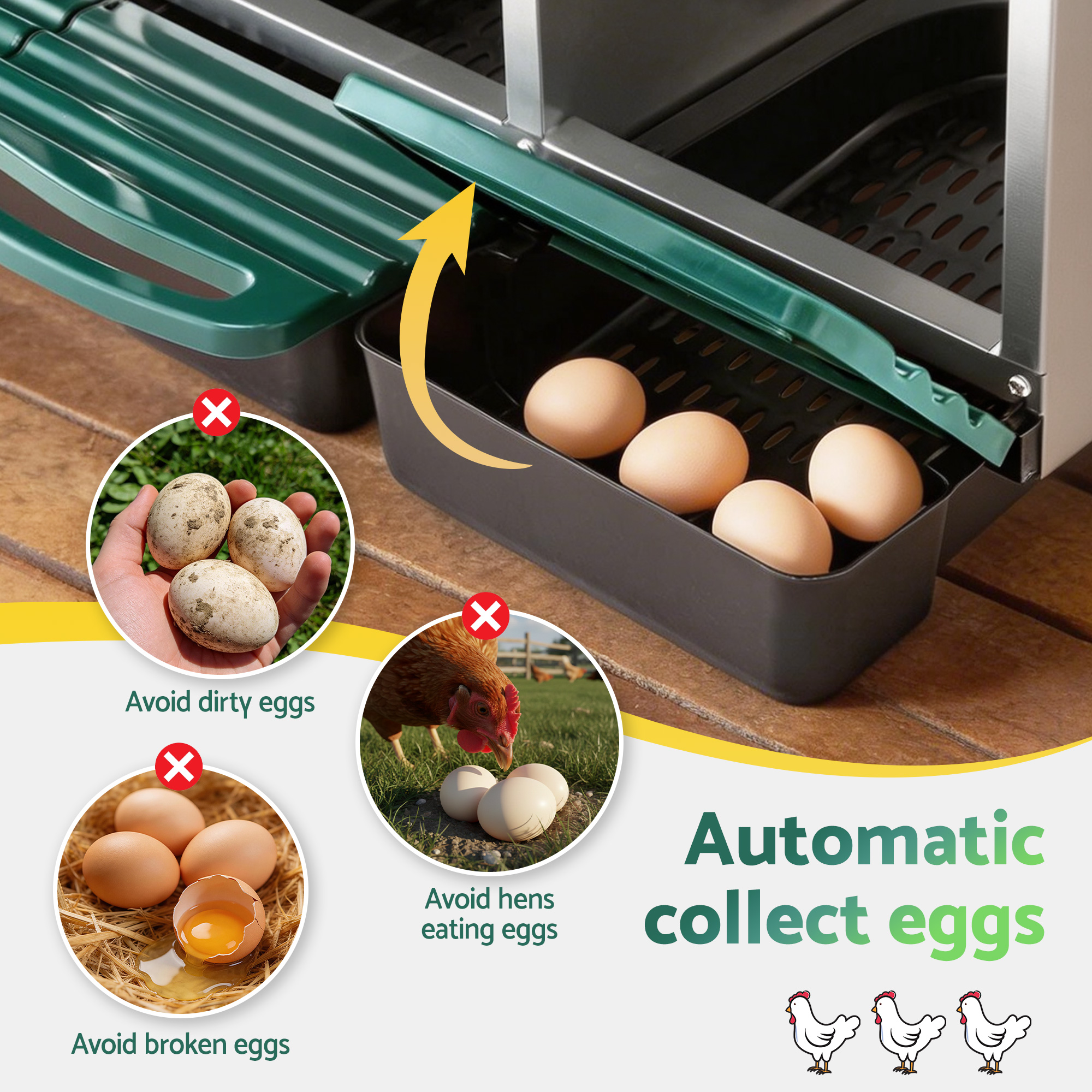 i. Pet Chicken Nesting Box Roll Away Metal Nesting Box Wall Mounted 6 Holes Green — image 6
