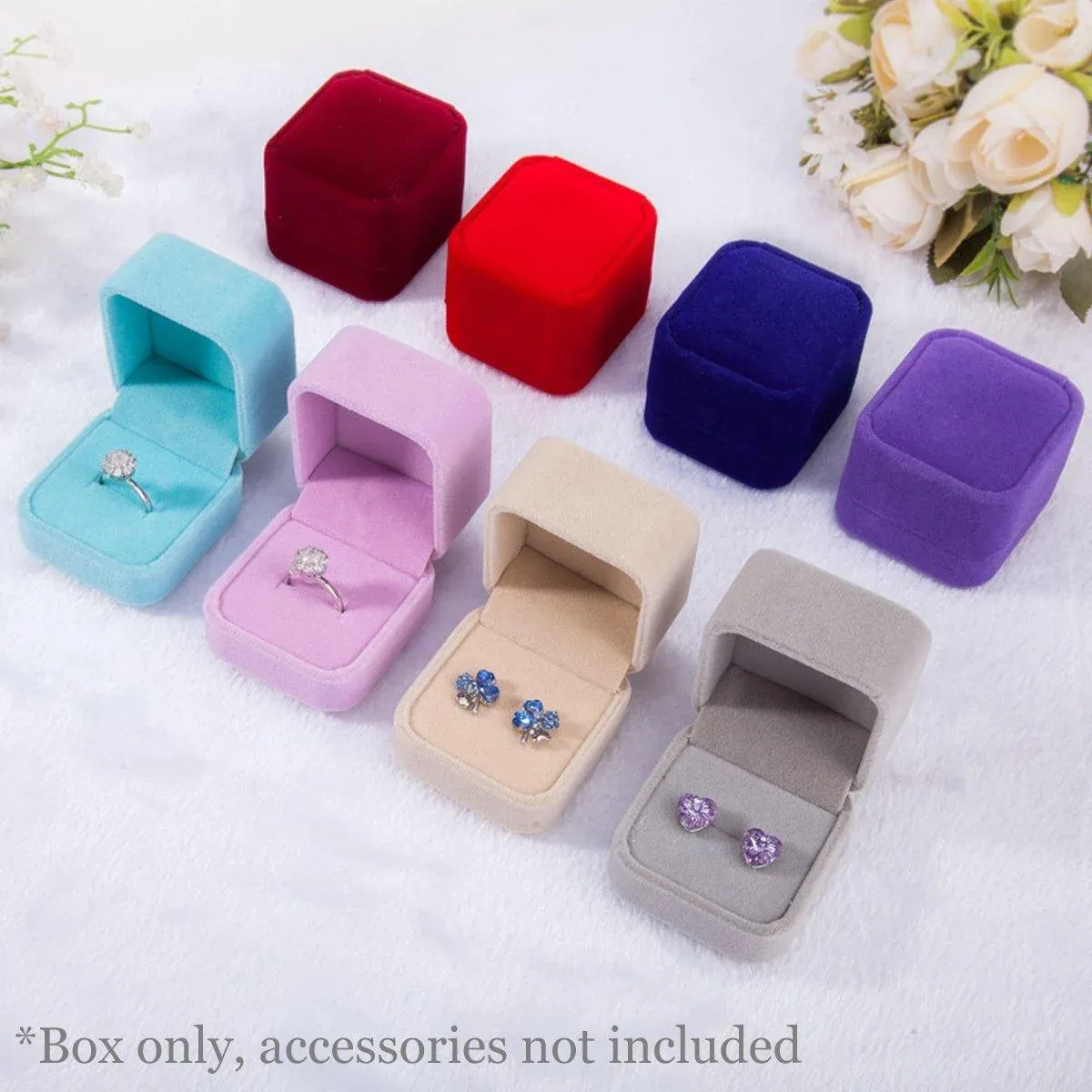 10X Flannel Ring Jewelry Earring Ring Jewelry Boxes Exquisite Gift Organizer - Date Red โ image 6