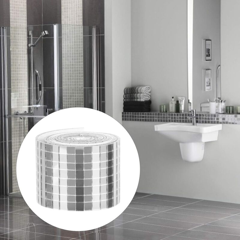 ROll Self Adhesive Glass Mini Square Silver Mirror Mosaic Tiles Sticker Mosaic Tiles Mirror Wall Sticker For Diy Crafts — image 2