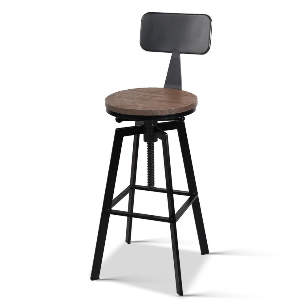 Artiss 3x Bar Stool Swivel Industrial Counter Barstools 63-79cm Seat Height Adjustable Metal Legs — image 3