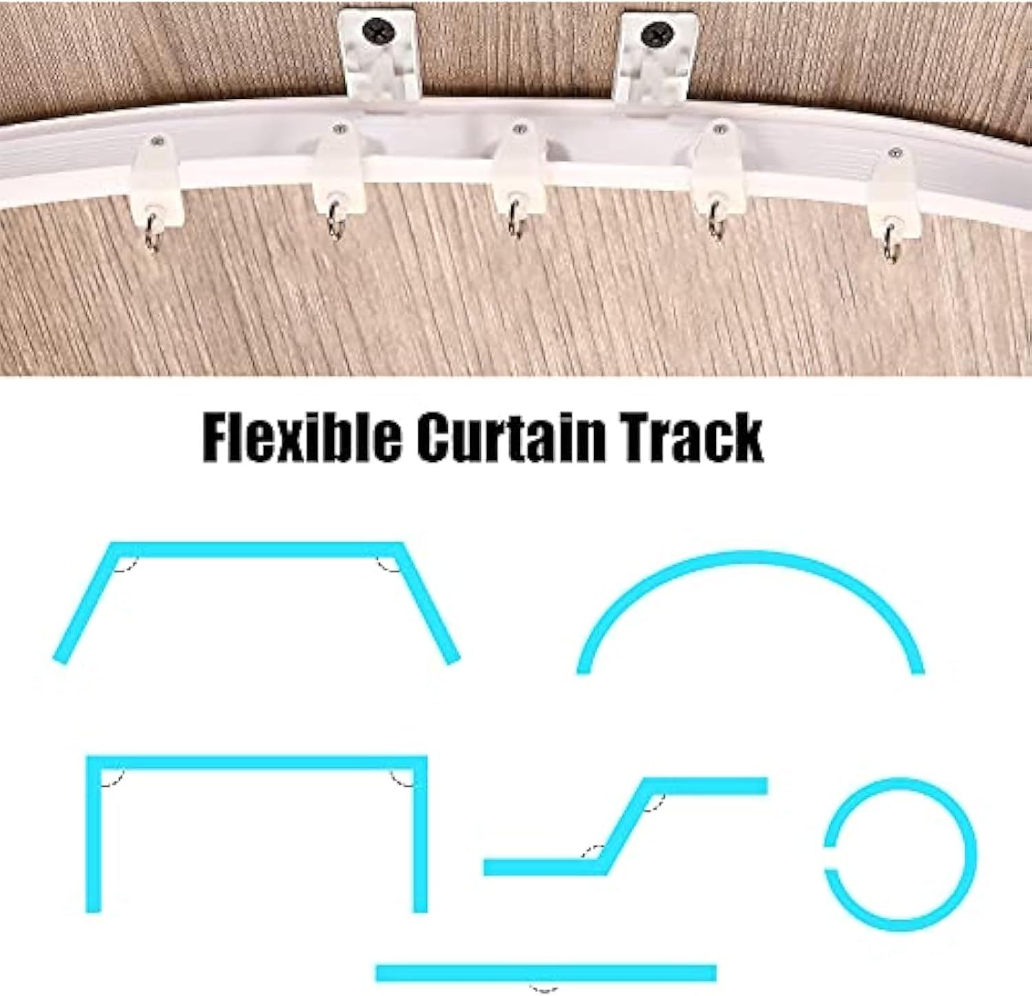 lexible Bendable Ceiling Curtain Track, 9.8t/16.4t(5m), Ceiling Mount or Curtain Rail with Track, Room Divider(5 m,White) — image 6