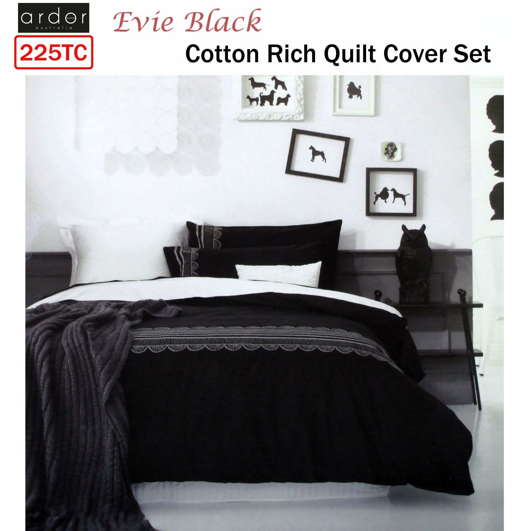 Ardor Evie Black Quilt Cover Set KING — image 2