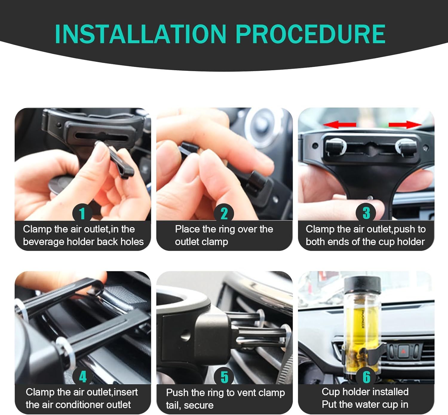Waterproof ABS Vehicle Air Vents Cup Expander Accessories, Universal Durable Automotive Ashtray Holder (Black) โ image 2