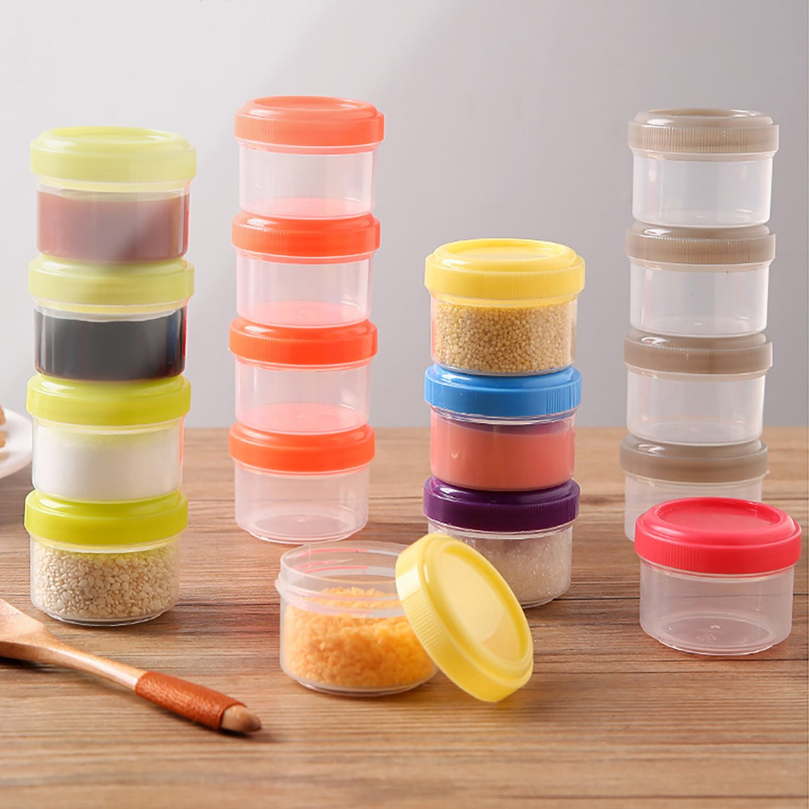 4 Pieces Plastic Jars With Lids, Small Plastic Storage Jars With Screw On Lids, Mini Wide-Mouth Refillable Storage Containers, Empty, Yellow — image 6