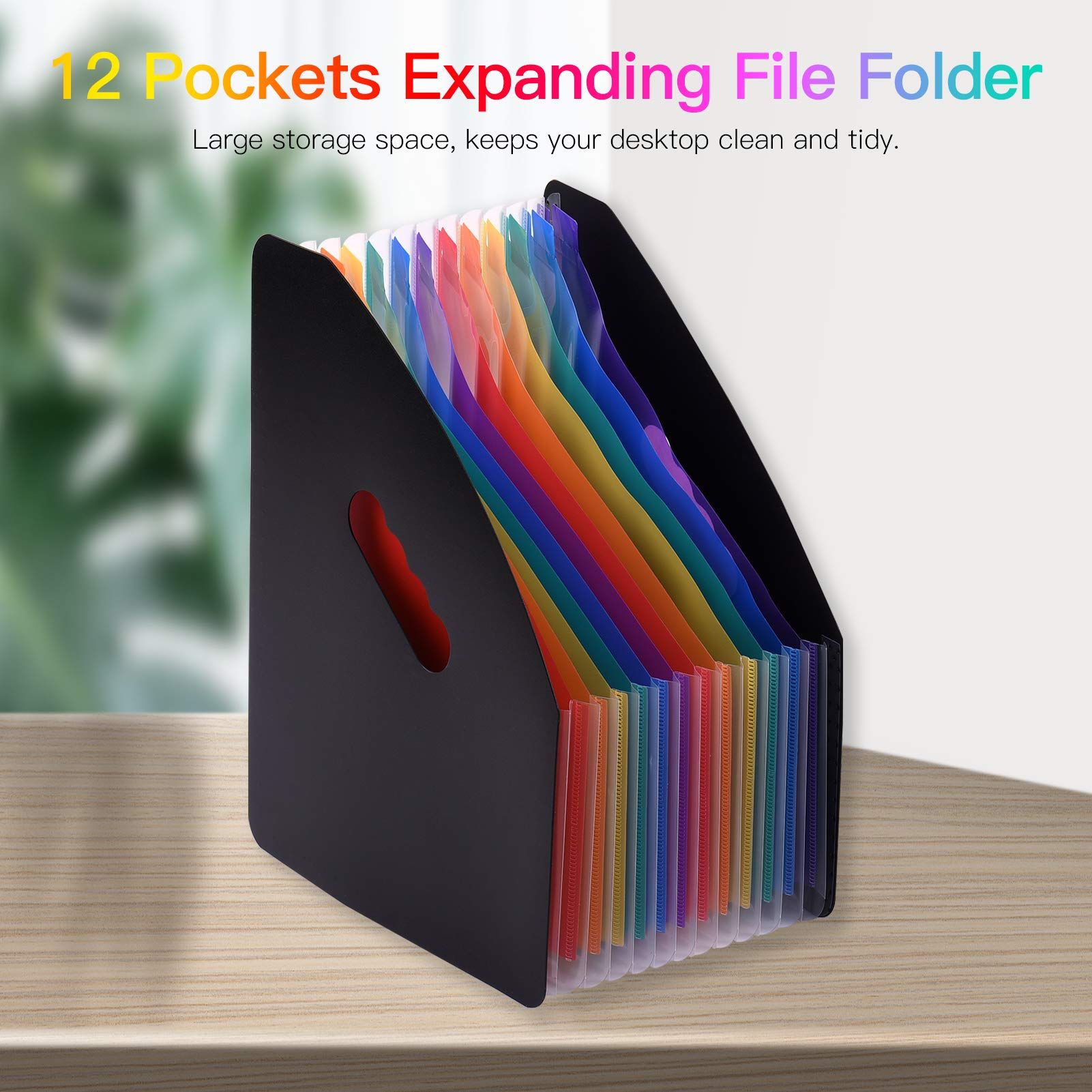 12 Pocket Expansion Folder Accordion File Manager A4 Letter Size File Manager File Rack Rainbow Color — image 2