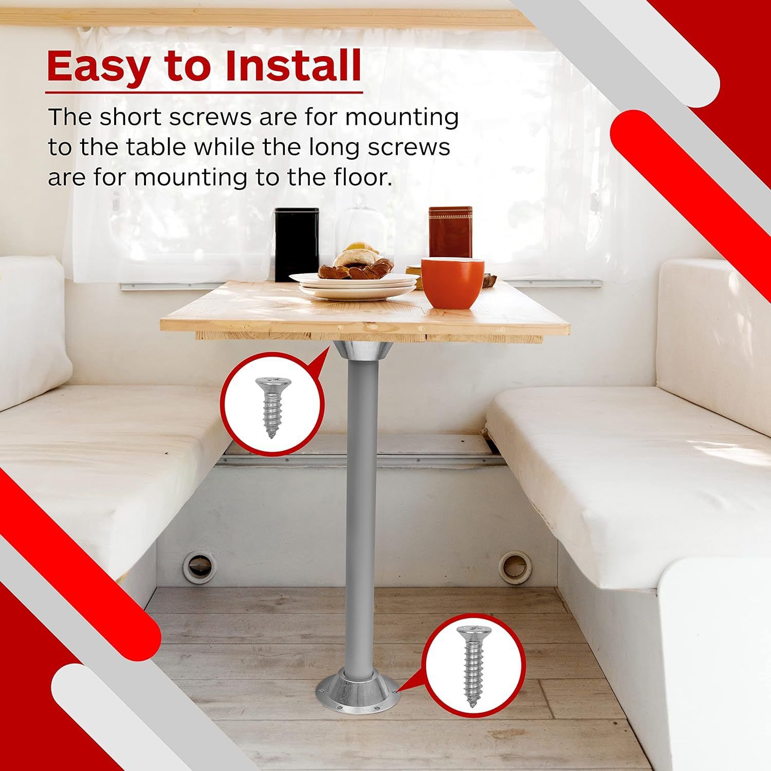 Aluminum Pedestal Table Base Flange - Table and Floor Mounting Base with 6 Mounting Holes - Includes Mounting Screws — image 4